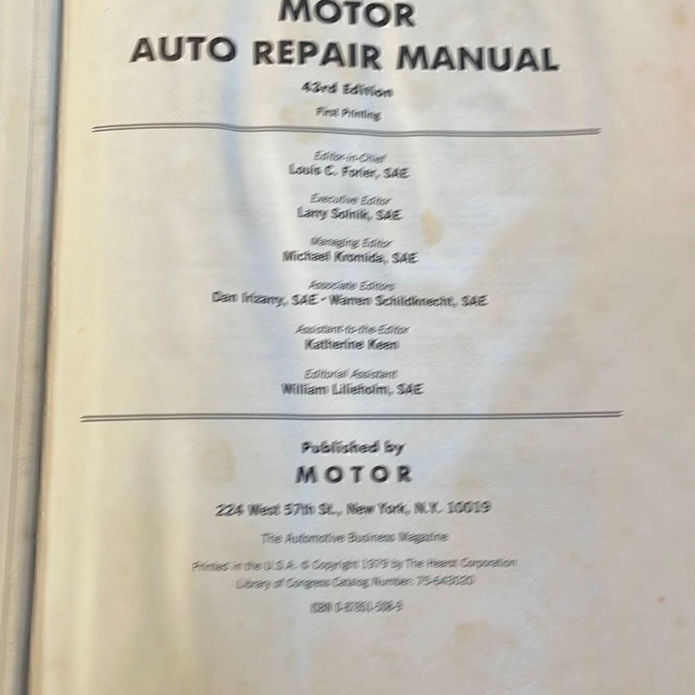 Motor Auto Repair Manual 1980 43rd Edition Hardback-1st PRINTING - Picture 9 of 9